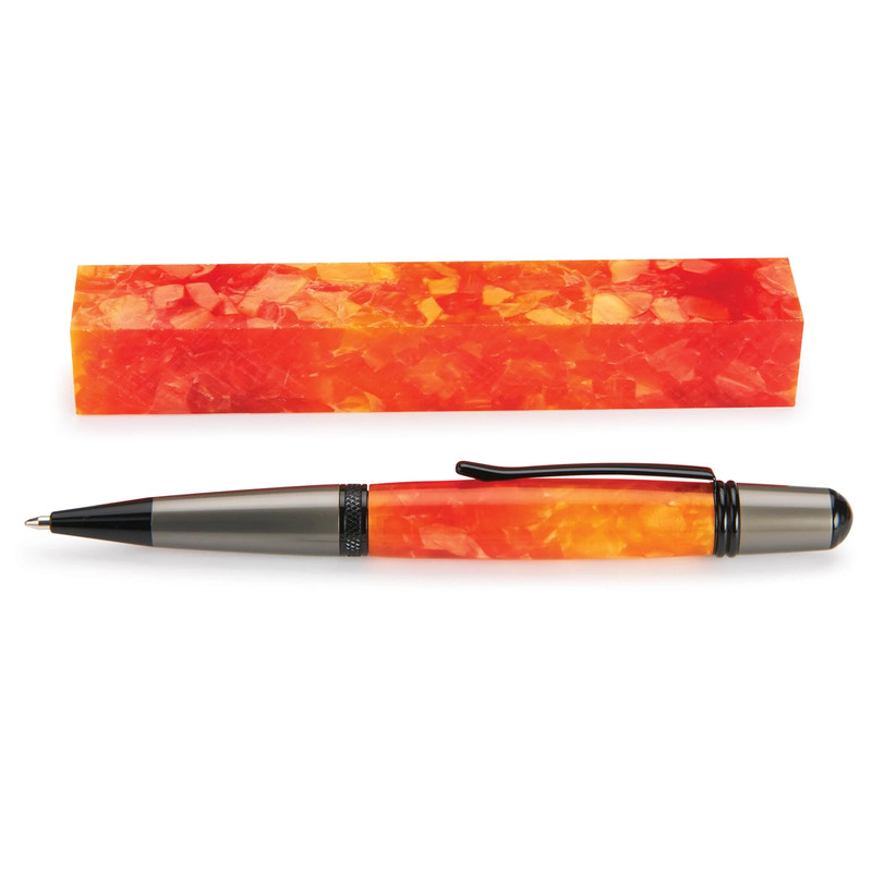 Acrylic Pen Blank - 3/4" x 3/4" x 5" - Color:Orange Crush
